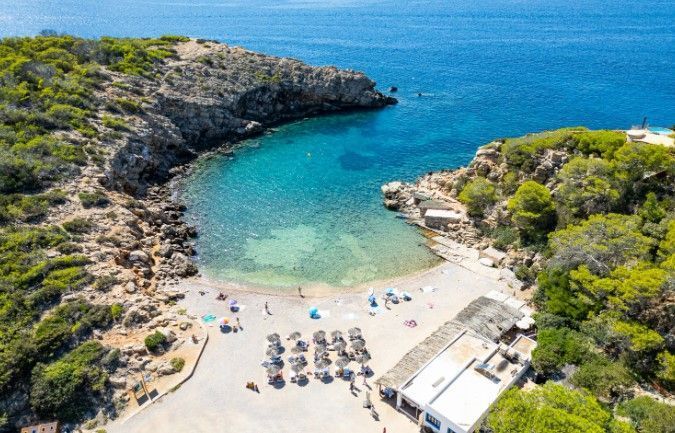 Cala Carbó - quiet pebble cove great for relaxed swim. 8 min drive from Sa Vinya casa de campo, ibiza
